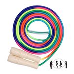 Zocipro 16 FT Long Skipping Rope Kids, Adjustable Double Dutch Jump Rope with Wooden Handle, Multiplayer Rainbow Skipping Rope for Girls Boys Outdoor Sport, Party Game, School Activities