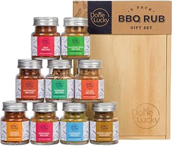 BBQ Rub Gift Set - Spice Gift Set in Premium Wooden Box - Great Grilling Gift for Father’s Day, Christmas, Birthday for Him, Dad, Men, or Her - Unique Barbecue Seasonings (Set of 9)