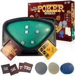 Point Games Poker Deluxe Dice Set - Fast Strategy Tabletop Game for Kids & Adults, Includes Rolling Tray, 5 Dice, 36 Challenge Cards & 114 Chips, Ages 10+, 2-6 Players - Ideal Gift for All