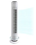 Meown 31'' Tower Fan with Remote | Bladeless White Floor Fan | 90° Oscillation | 3 Speeds | 2 Modes | Quiet Cooling | 7-Hour Timer | Ideal for Home & Office