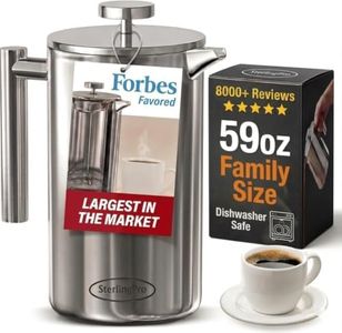 SterlingPro Stainless Steel French Press Coffee Maker 1.75 L (59 oz) Mirror – Double Walled Insulated Extra Large French Press, Durable Design Keeps Drinks Hot, Easy to Use and Clean for Rich Flavor