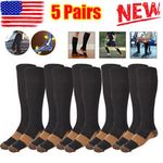 5 Pairs Copper Compression Socks 20-30mmHg Graduated Support Mens Womens S/M-XXL