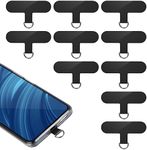 Phone Tether Tab, 10 Pieces Universal Phone Lanyard Patch Without Adhesive,Phone Lanyard Replacement Part for Cell Phone Strap(Black)