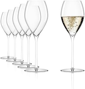 Stölzle Lausitz Champagne Glasses Fino Set of 6, 14.25 oz – Elegant Flutes for Sparkling Wine & Prosecco – Crystal Glass Champagne Goblets – Dishwasher Safe & Shatterproof, Made in Germany