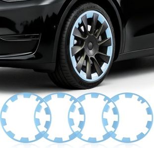 Wheel Rim Protect for Tesla Model Y 20" (2020-2024), Easy-Install Hubcaps Induction Wheel Cover, Scratch-Resistant Car Tire Trim Rings, Stylish Giftable, Glacier Blue 4Pcs Model Y Accessories