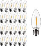 FUTIME C9 Christmas Replacement LED Light Bulbs, E17 Chandelier Base LED Night Bulbs, 4W 5W 6W 7W Incandescent Equivalent, Warm White 2200K, Clear Plastic Bulbs for Christmas String Light - 25 Pack