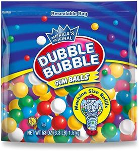 Dubble Bubble Gumball Machine Refill - More than 3 Pounds of Bulk Bubblegum Balls - .5 Inch Assorted Gumballs for Small Mini Candy Dispenser - 53 Ounce Bag (Pack of 1)