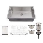 Homfan 32 Inch Kitchen Sink for Single Bowl,Undermount Kitchen Sink Stainless Steel Sink 16 Gauge Kitchen Sinks with Accessories, Easy Drain and Low Noise 32" x19" x10" (Brushed Nickel)