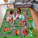 Mfmiudole Kids Carpet Car Play Rug, Kids Play Rug for Playroom, Kids Play Rugs Town City Road Map Rug, Extra Large Boys Kids Car Track Play Rug for Playroom, Bedroom, Living Room (150X100 CM)