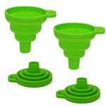 Funnels for Filling Bottles Set of 2, Food Grade Silicone Funnels for Kitchen Use. Small Collapsible Kitchen Funnel. Foldable Mini Funnels for Water Bottle Filling Liquid Powder Transfer (Green)