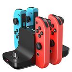 RREAKA 6 in 1 Charging Dock for Joy Con Charger for Nintendo Switch OLED, Switch Pro Controller Switch Charger Base for Joycon Charging Stand with Type C 2 USB-C LED Indicator Accessories