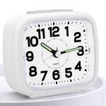 Titifeya Silent Alarm Clock Non Ticking Bedside Clocks Large Dial Display Battery Powered Snooze Night Light Easy to Operate for Home Bedroom Kitchen Table Office