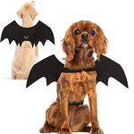 Bowtus Halloween Dog Bat Wings Pet Costume with Pumpkin Bells for Halloween Party Decorations, Cute Puppy Dog and Cat Collar Bat Wings Cosplay Party Dress Up Funny Cool Appare(Medium)