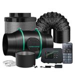 MARS HYDRO 6 Inch Inline Fan and Filter, with Temperature and Humidity Controller, and 25 Feet Ducting, Exhaust Fan for Grow Tents, Hydroponics