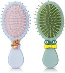metagio 2 Pack Hair Brush, Mini Kids Hair Brush Oval Detangler Brush Massage Comb Small Hair Paddle Brush for Thick Curly Thin Long Short Wet or Dry Hair(Blue & Green)