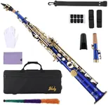 Btuty Brass Straight Soprano Sax Saxophone Bb B Flat Woodwind Instrument for Beginner Professional Natural Shell Key Soprano Saxophone with Carrying Case Gloves Cleaning Cloth Straps Cleaning Rod