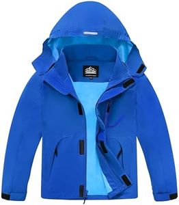 Buyboxs Boys Rain Jacket Kids Lightweight Jackets Waterproof Removable hooded Zipper Pockets Hiking Coats for Little Kids Blue XS 4-5
