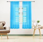 Utopia Bedding Sheer Curtains Aqua 2 Panels Set Rod Pocket Drapes [54W x 63L Inches] Luxurious Window Treatment Voile for Bedroom and Living Room