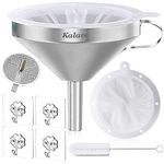 Kalave Premium Stainless Steel Funnel, 13cm Food Grade Kitchen Funnels with 200 Mesh Food Filter Strainer, Metal Funnel for Filling Bottles, Food Funnel for Oils, Juice, Wine, Coffee, Tea, Milk, Jam