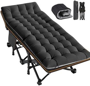 Meulbaty Oversized Folding Camp Bed with Mattress - 46cm Wide, 400KG Heavy Duty Steel Frame and Oxford Cloth, 198x81x46 cm Camping Cot, Great for Adults, Garden and Trip (XXL Black)