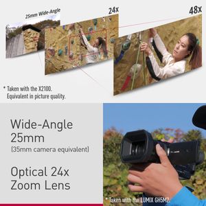 Panasonic 4K 60p Professional Camcorder – 25mm Wide Lens, 24x Zoom, Black