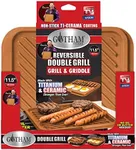 Gotham Steel This Classic Nonstick Double Grill Griddle Pan, Brown Reversible with Ti-Cerama Coating, Perfect for BBQs and More – As Seen on TV, lARGE