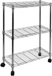 Oceanstar AUS1477 3-Tier Shelving All-Purpose Utility Cart, Chrome