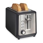 Hamilton Beach Gourmet 2-Slice Toaster, Matte Black and Stainless Steel, Long Slot Toaster with Sure-Toast Technology, Bagel Setting, 7 Shade Selector, Toast Boost, 22996G