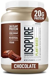 Isopure Nature’s Best Plant Based Vegan Protein Powder by - Organic Keto Friendly, Low Carb, Gluten Free, 20g Protein, 0g Sugar, Chocolate 1lb (20 Servings)