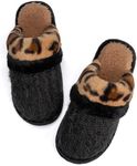 House Slippers for Women Leopard Fluffy Memory Foam Cute Comfy Fuzzy Slippers Slip on Anti-Skid Christmas Gifts for Women Mom Indoor and Outdoor Size11 12 Leopard Black