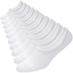 WANDER No Show Socks 10 Pack Cotton Non Slip Low Cut Invisible Loafer Socks Men&Women Boat Liner(10 Pairs White, Sock Size:9-11)