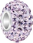 CharmSStory 925 Sterling Silver Purple Simulated Birthstone Charms Synthetic Crystal Bead For Bracelets