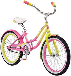 Kulana Lakona Shore Youth Beach Cruiser Bike, 20-Inch Wheels, Single Speed, Pink/Yellow, Model Number: R0901AZ