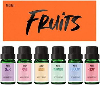 Fruity Fragrance Oils, MitFlor Premium Scented Oils, Fruit Essential Oils for Diffuser, Soap, Candle Making, Peach, Cherry, Watermelon, Blueberry, Grape, Melon, Summer Aromatherapy Oils Gift Kit