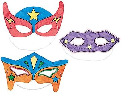 Fun Express DIY Superhero Mask Craft Kits - Makes 12 - Color Your Own Crafts for Kids and Fun Party Activities - VBS Vacation Bible School Supplies/Decor
