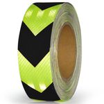 Muranana Safety Reflective Tape 2in X100ft, Waterproof High Visibility Hazard Caution Warning Tape, Heavy Duty Industrial Marking Arrow Adhesive Reflective Tape, 1 Roll Black & Green (PET Material)