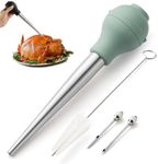 COOK WITH COLOR Turkey Baster with Cleaning Brush - Food Grade Syringe Baster For Cooking, Deluxe Set, Sage