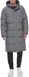 DKNY Men's Arctic Cloth Hooded Extra Long Parka Jacket, Heather Grey, Medium