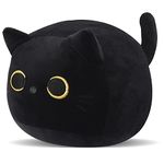 Black cat Plush,7.1 Inch Small Cute Black Cat Pillow,Soft Plush Doll Stuffed Animal Toy Cat Plushie Cat Pillow for Boy Girl Gift Thanksgiving Christmas Holiday Birthday Gift