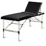 GreenLife® Basic™ Portable 3 Fold 28 Inches Width Aluminum Massage Reiki Facial Table Bed (Table Only, Black, Without Carrying Bag & Head Rest & Armrests)