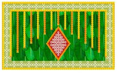 Zeonely Mart Banana Leaf Backdrop Decoration Muggu Backdrop for Decoration,Size 8x5 feet Decoration Clothes for Background | Lakshmi Backdrop Cloth for Decoration Pooja