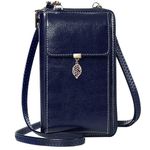 HUANLANG Small Crossbody Phone Bags for Women Leather Cell Phone Purse Wallet (A-Dark blue)