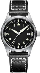 ADDIESDIVE Reloj Automático para Hombre Reloj de Reloj de Aviador 200m Cinturón H2 Negro