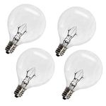 4 Pack Wax Warmer Bulbs,G50 25 Watt Bulbs for Full Size Scentsy Warmers,G16.5 Globe E12 Incandescent Candelabra Base Clear Light Bulbs for Candle Wax Warmer,1.97 Inches,Long Last Lifespan