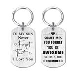 Yobent To My Son Keychain Gifts Never Forget That I Love You for School College Graduation Key Chains