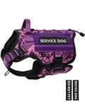 PETNANNY Tactical Dog Harness - Service Dog Harness Emotional Support Dog Vest for Medium Large Dogs, No Pull ESA Dog Vest with Hook & Loop, Working Molle Vest for Training Huntin(Purple Camo,M)