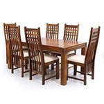 GFH Sheesham Wood Dining Table 6 Seater | Six Seater Dinning Table with 6 Chairs for Home | Chairs with Cushion | Dining Room Sets for Restraunts | Rosewood, Natural Honey Finish