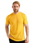 Merino.tech Merino Wool T-Shirt Mens - 100% Organic Merino Wool Undershirt Lightweight Base Layer (Gold, Large)