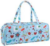 Coopay Knitting Bag, Knitting Bags for Wool and Needles Storage, With Handy Compartment for Extra Long Knitting Needles and Hooks, Crochet Bag with Side Pocket, Knitting Organizer Lightweight Large