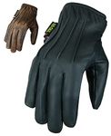 Texpeed Mens Leather Motorcycle Gloves Lined With Protective Aramid - Short Cuff Lightweight Motorbike Biker Gloves - Black - L